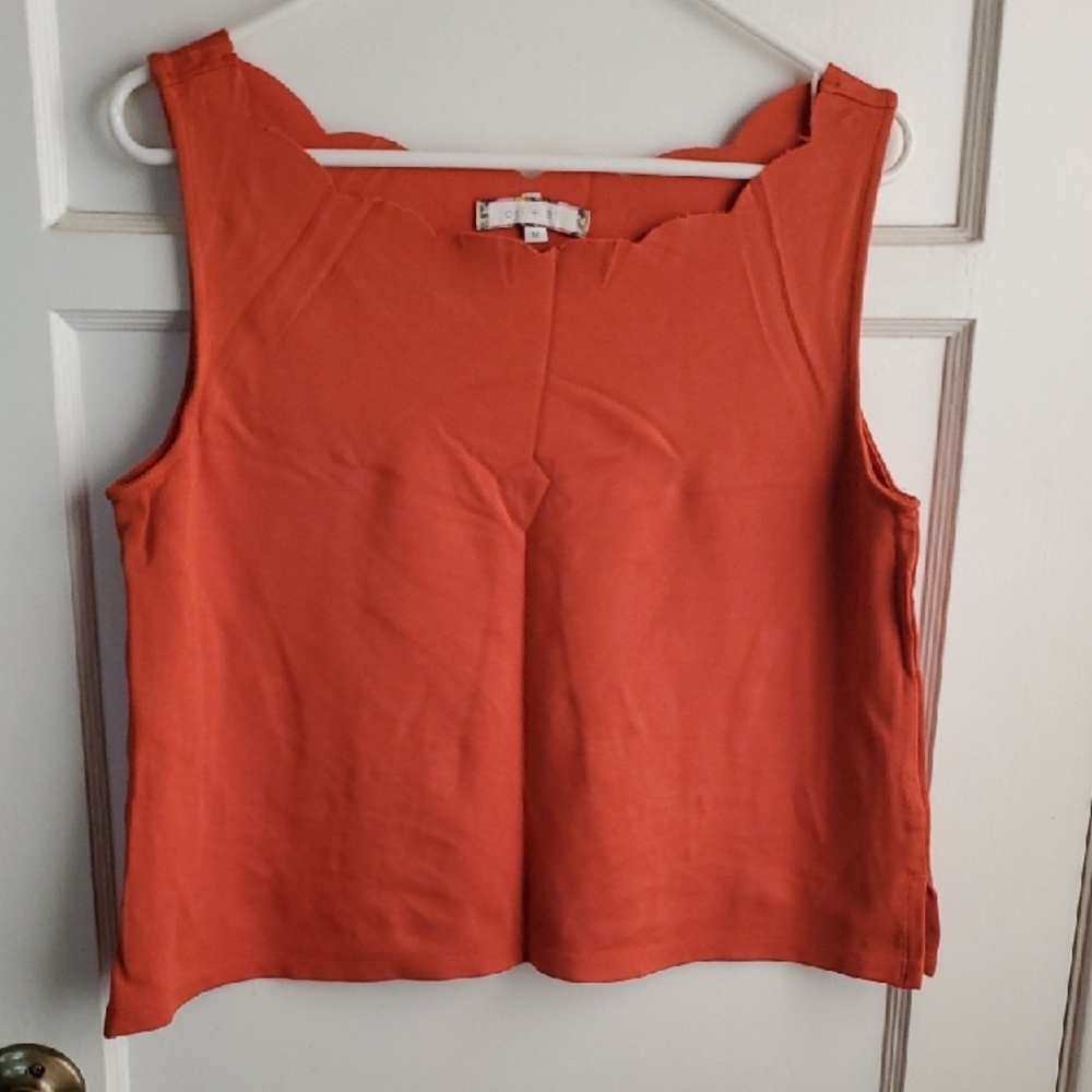 Anthropology Orange Boxy Sleeveless Tank Top